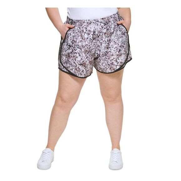 Calvin Klein PF2X8786 Women's Plus Sz 2XL Beige Printed Pull-On Running Shorts - Picture 7 of 9
